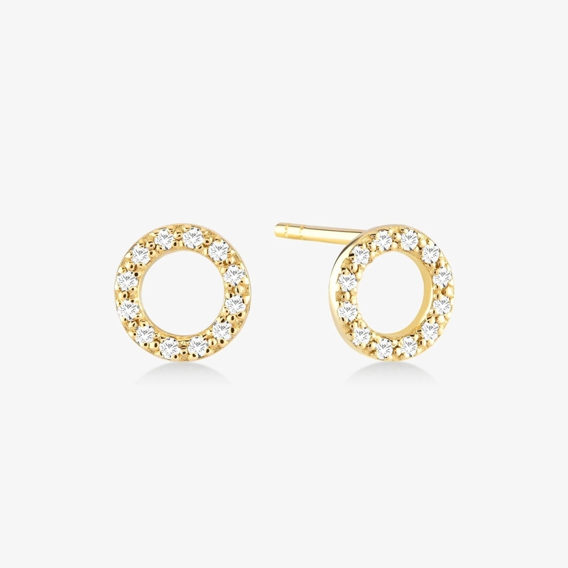 18K Oro Revestido 925 Plata Esterlina Classic Stud Aretes para Niñas Accesorio de Moda