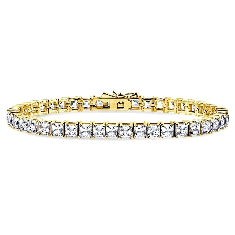 Unisex hecha a mano 18K de oro Hip Hop Hielo Cuadrado Corte Diamante CZ 925 Plata Esterlina