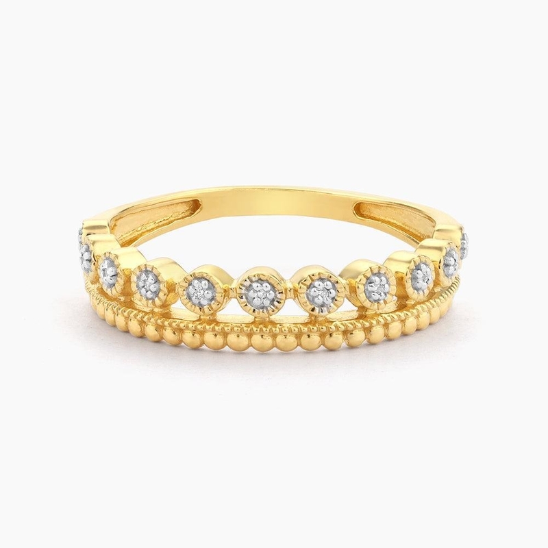 925 de plata esterlina estilo CLASSIC mayorista anillo de mujer apilable con cuentas doradas