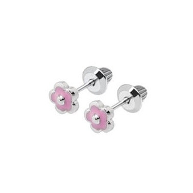 Un lindo y elegante aro de rosas de color rosado con un diseño de plata esterlina 925