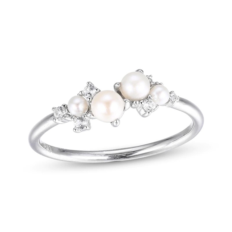 Anillos de compromiso de plata blanca CZ apilables 925 tamaño 3-10 anillos de compromiso de perlas