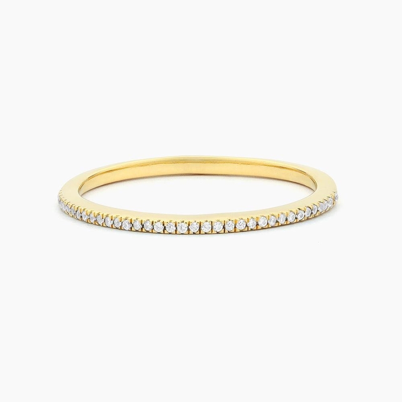Artículo caliente 18K dorado media eternidad apilada 925 plata esterlina anillo de banda femenina