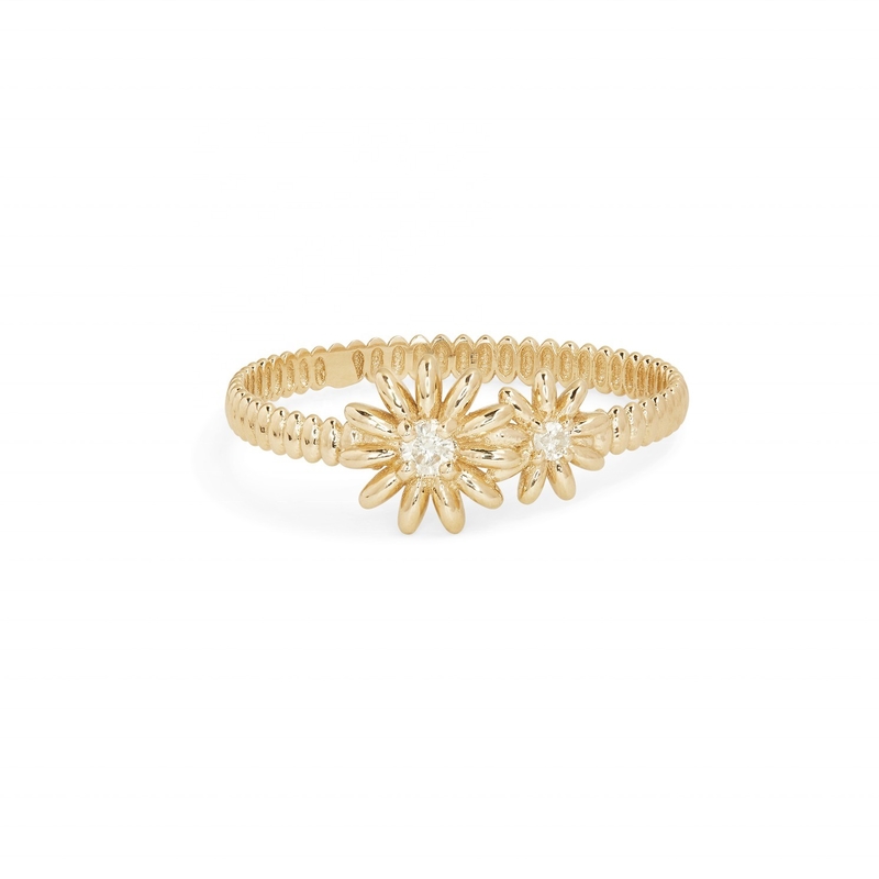 Moda Oro Revestido 925 Plata Esterlina Daisy CZ Anillo Accesorio de Elegancia Femenina