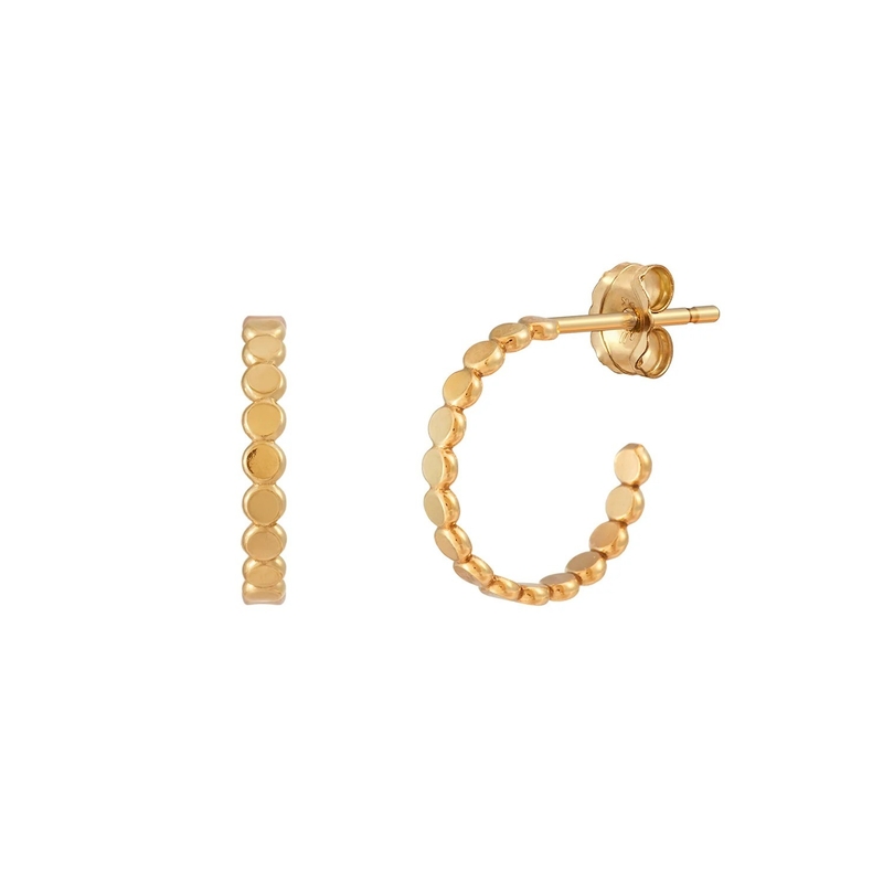 A la moda 18K Dorado Placado Disco Flat 925 Sterling Silver Hoop Aretes para Niñas
