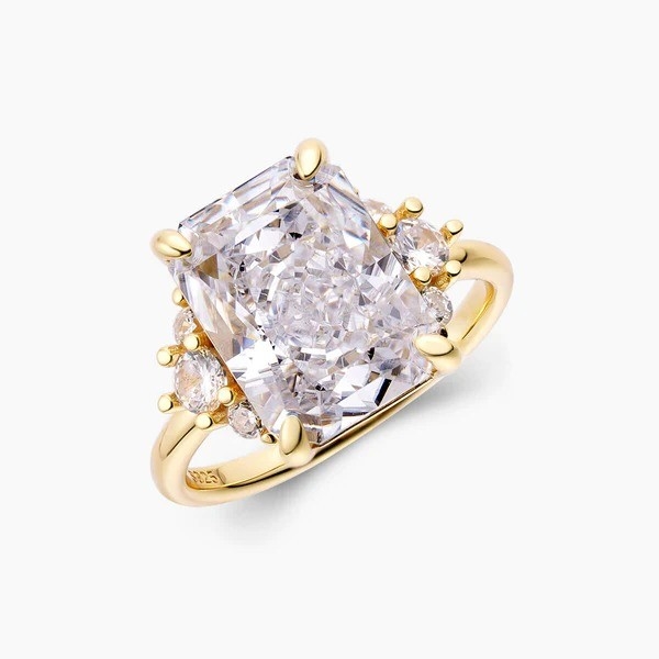 18K dorado piedra principal CZ Vintage boda 925 anillo de plata esterlina para chicas