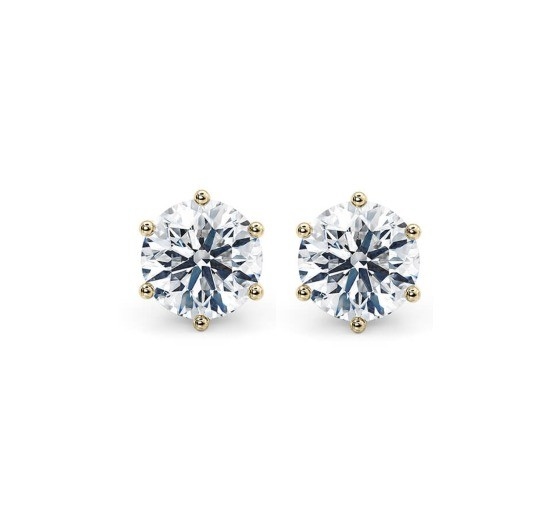 Seis garras Blanco CZ Auriculares de punta 925 Plata Esterlina 18K Cubico Zirconia Auriculares de punta