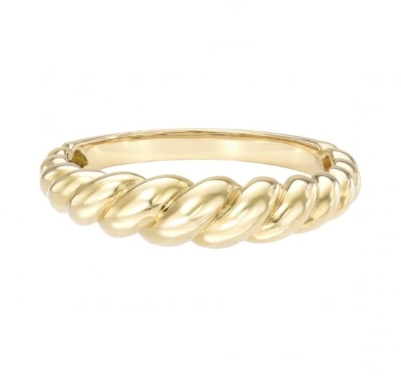 Impresionante Barroco 14K Oro Gradiente Twist 925 Sterling Silver Anillo de Mujeres Sin Manchas Joyería