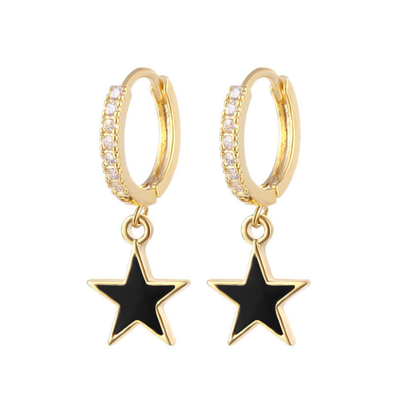 Colores de esmalte de la estrella de la correa de los aretes reales 925 de plata esterlina de los aretes de rodio