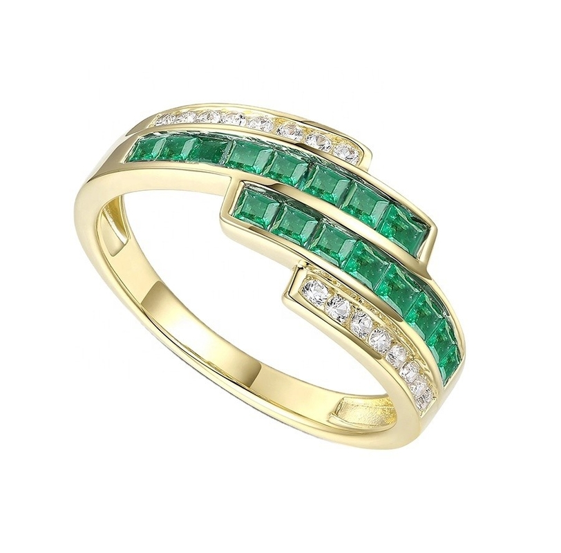 Anillos de Diamante de Rubí Esmeralda Para Mujeres Tamaño 6- Tamaño 10
