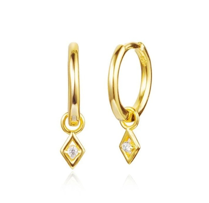 Opción Color de piedra de moda 18k Oro real Revestido de gancho Dangle Ahorro en 925 plata esterlina