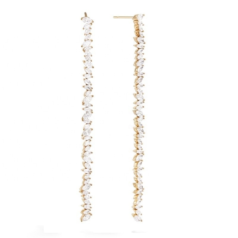 Joyería personalizada Otros aretes Tipo Largo Placado de Plata Aretes con Marqués CZ Piedra