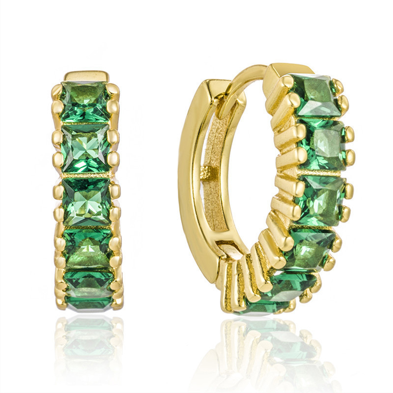925 Princesa de plata esterlina verde CZ Diamante Los aretes para el aspecto contemporáneo de la mujer