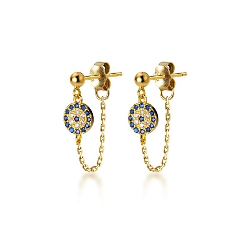 925 Plata Esterlina CZ Diamante Oro Revestido Ojos Stud Aretes para Mujeres Plata / Bronce