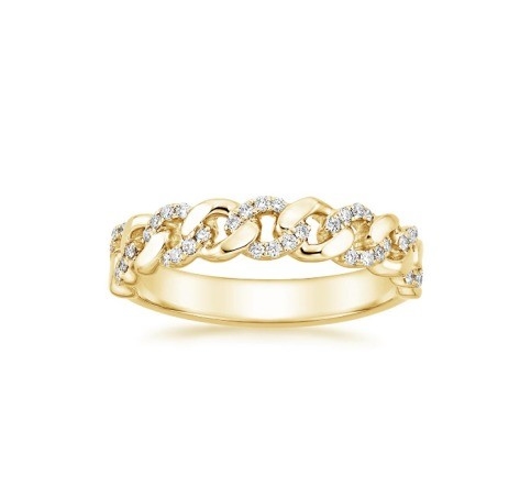 Micron Pave CZ 18K Oro Revestido Enlace de cadena de apilamiento 925 Sterling Silver Anillos de mujeres