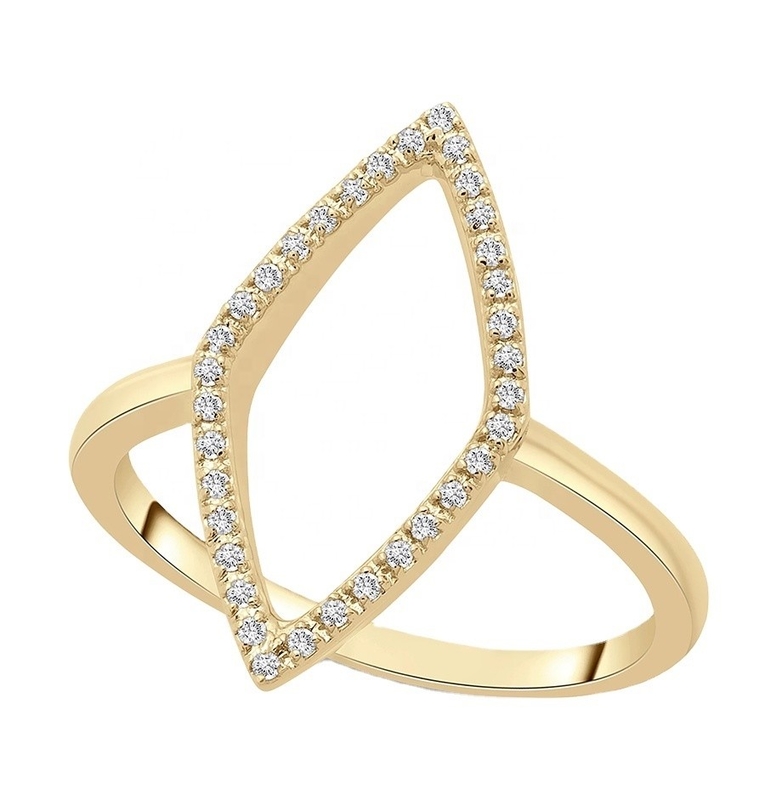 Anillo de compromiso Blanco CZ Rhombus Declaración Oro 925 Esterlinas de plata Joyas para mujeres