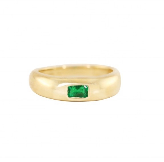 Tipo de joyería Anillos Vintage 18K Oro Revestido Esmeralda Baguette Cúpula Anillos de piedra preciosa para mujeres