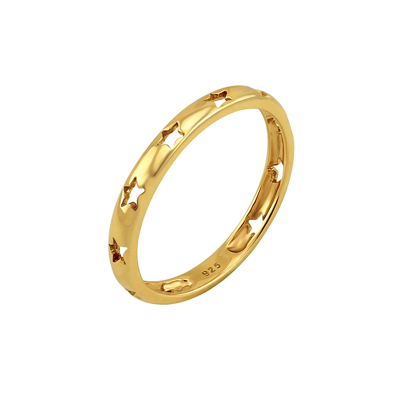 Tendencia de estilo Star Hollow Eternity Band Anillos en 925 de plata Joyas con 18K de oro