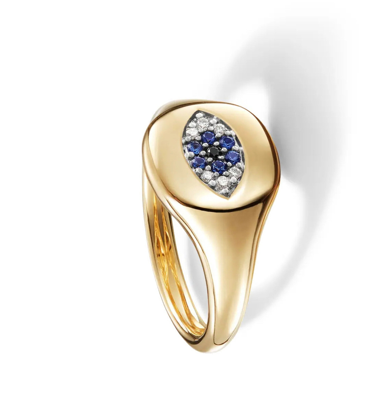 Coleccionables de cable brasileño Evil Eye Mini Pinky Ring 18K Oro Blanco CZ 925 Plata