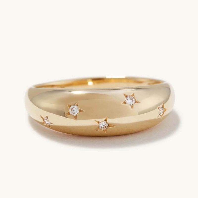 Anillos de la banda de la eternidad 18K de oro brasileño joyería estrella 925 de plata esterlina anillo femenino cúpula
