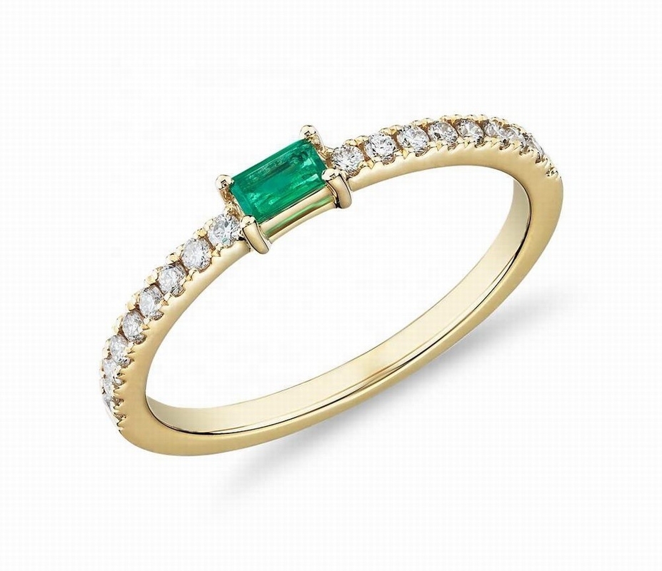 Joyería fina Anillo de plata esterlina 925 con piedras verdes o blancas y dorado de 18K
