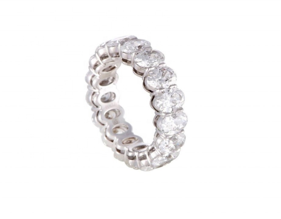 Claros CZ Oval Eternity Band Anillo Tipo de joyería Anillo de la eternidad de plata femenino