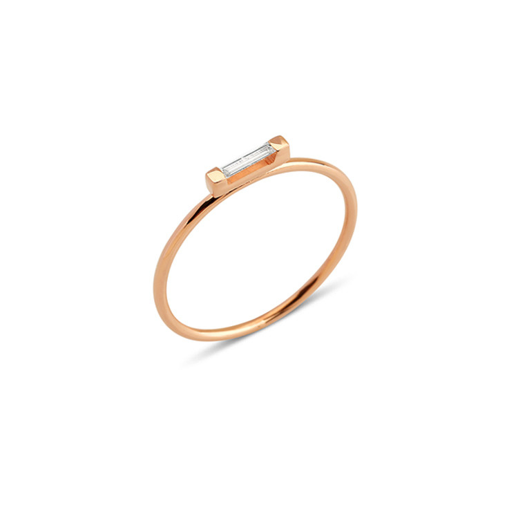 925 de plata esterlina anillos de mini baguette ecológicos para mujeres joyas de oro real
