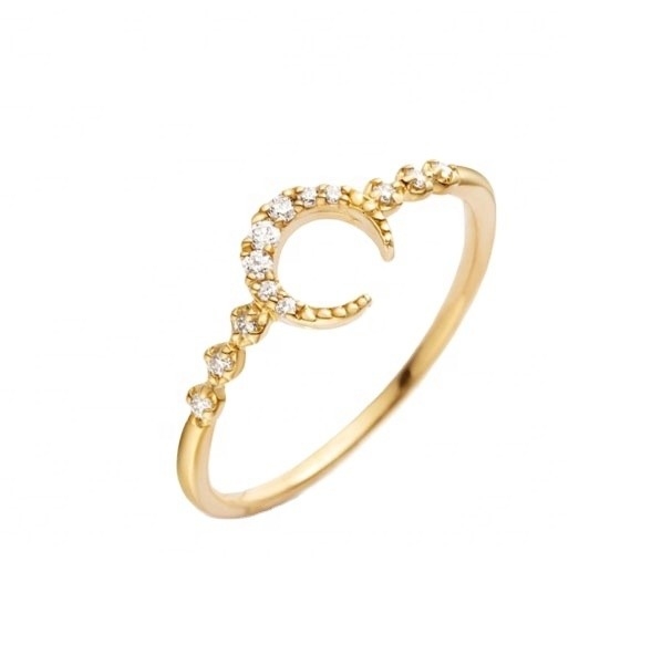 Anillo de luna de plata fina de 925 con oro de 14k 18k 24k de Brasil 2022
