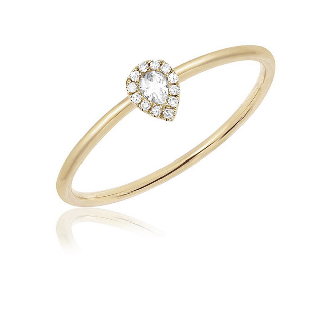 18K Oro con Rodio Revestido Teardrop Stack Anillo de compromiso Joyería para Mercados de País