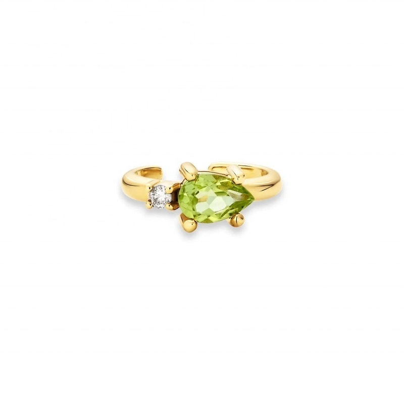 18K Oro Revestido 925 Plata Esterlina Tendencia Diseño Perra Corte Peridot CZ manguito Aretes