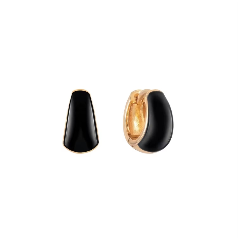 Mujeres personalizadas Joyería fina S925 Plata 18K Oro en negrita Cúpula Colorida Esmaltado Pequeños Orecillos Huggie