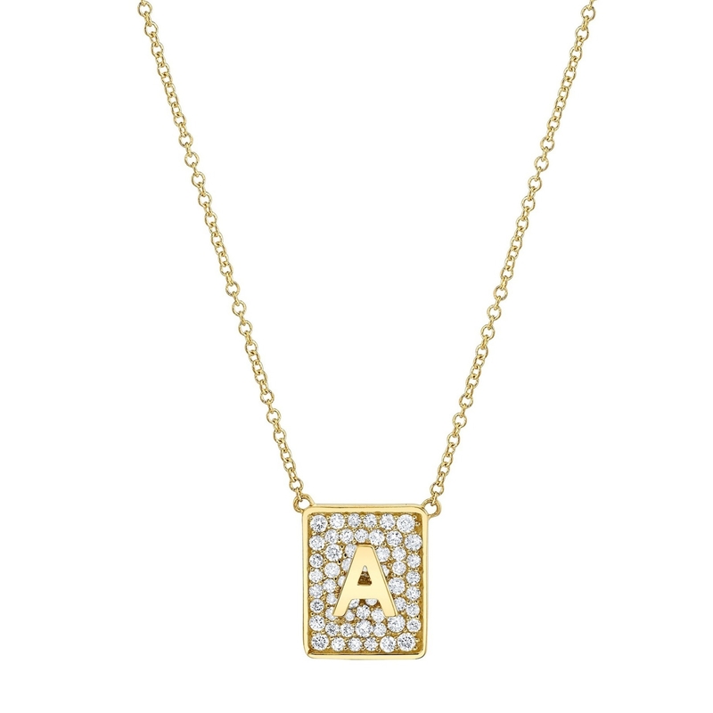 Hacer su día con 14K Oro Cuadrado Inicial Collares de piedras preciosas para mujeres regalo de San Valentín