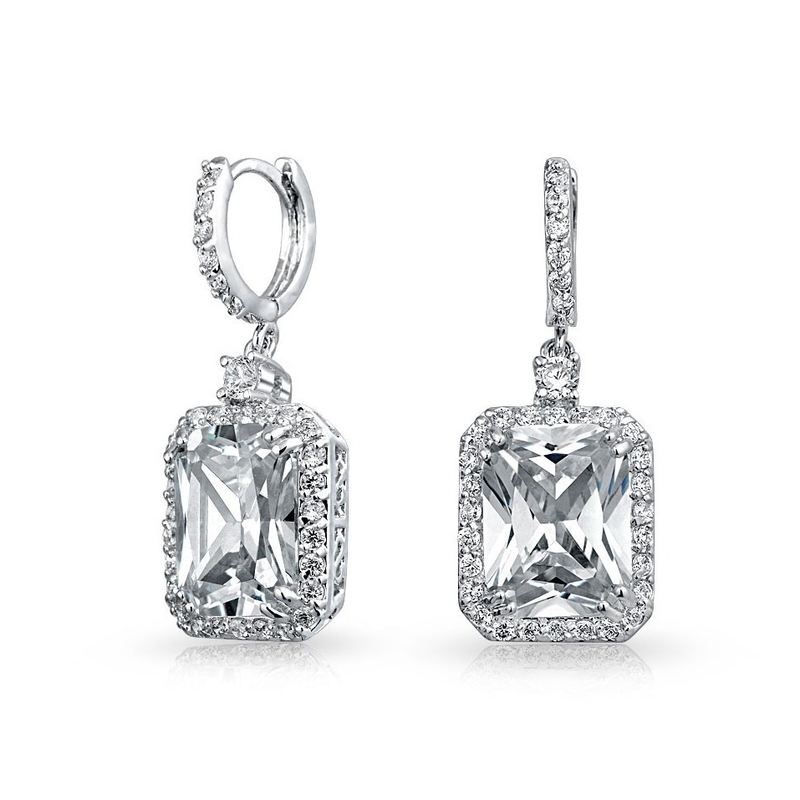 925 Materiales de plata esterlina Tipo de las mejores ventas de oro blanco Revestido Dangle Auriculares nupciales