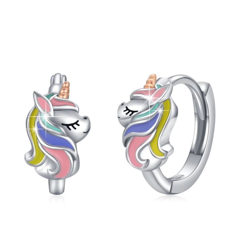 Unicornio Revestido con Rodio Colorido Enamel Huggies Ahorros Para Adolescentes Joyería de Moda