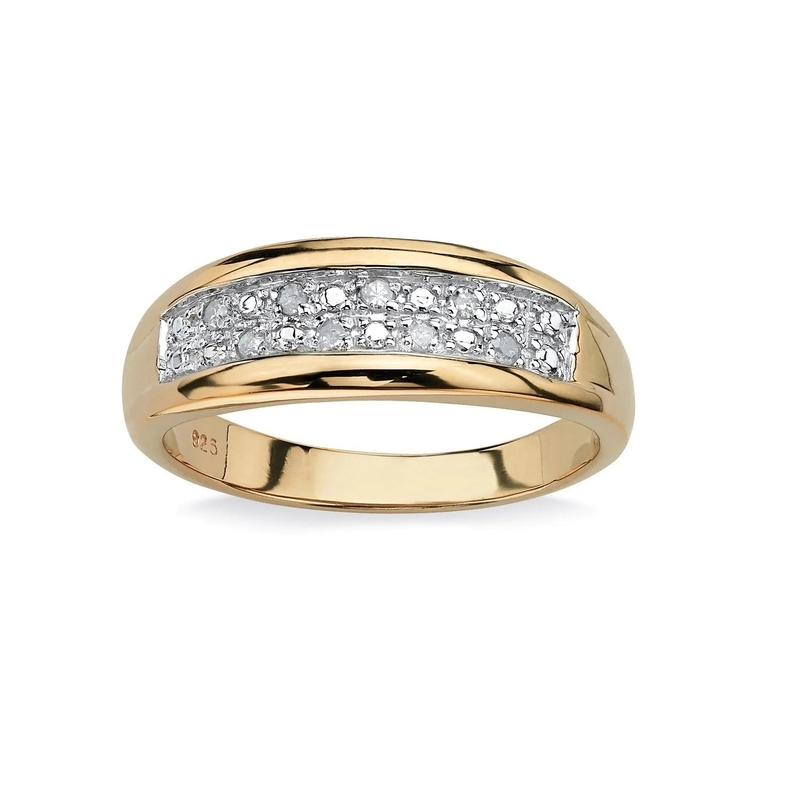Anillo de boda de diamantes de plata / latón para hombres con diamantes pavimentados