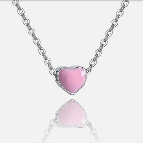 Corazón rosado pequeño recubierto de rodio colgantes de plata de 925 esterlinas de San Valentín