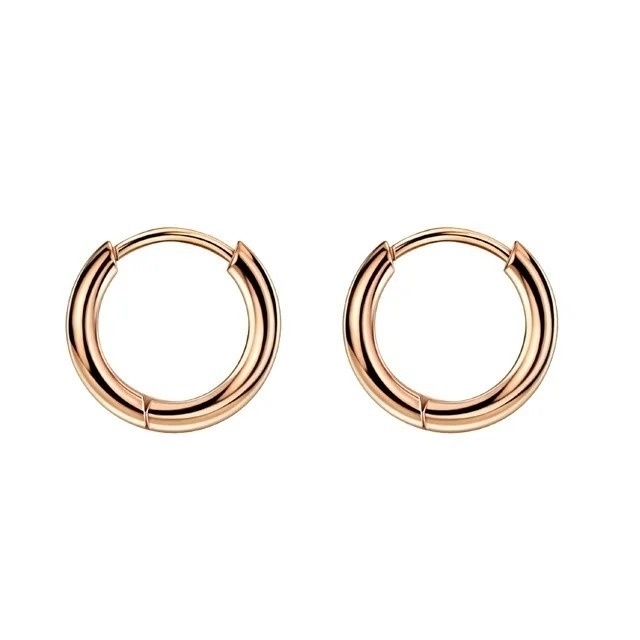 Simply Rose Gold 8mm con colgante Huggie pequeño aro de acero inoxidable para la graduación