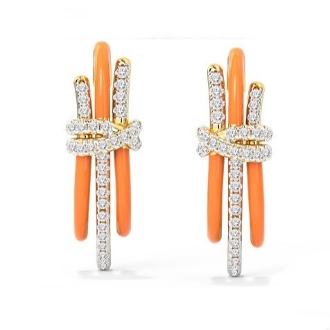2024 Moda brasileña Enigma Los aretes de plata con epoxi naranja y blanco CZ Joyería Accesorio