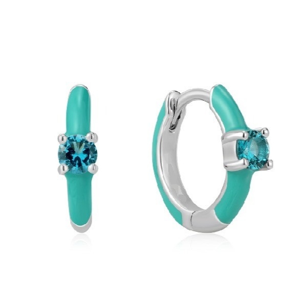 Neón Turquesa Esmaltado Micro Pave CZ Caramelo Colorido Niña Mujeres Orecillos Ecológicos Sí