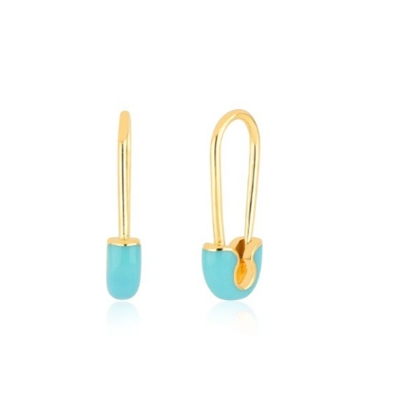 925 de plata esterlina de moda femenina con pendientes adornados con acabado de gota de esmalte azul