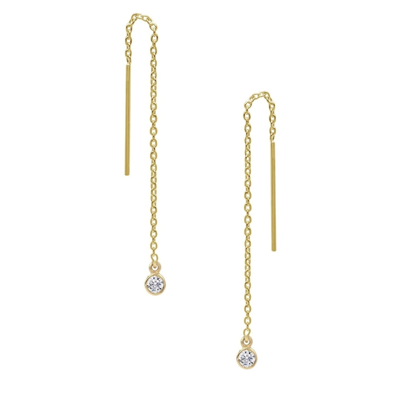 925 Plata Esterlina Simply 18K Dorado Dorado de Mujeres con Cadena de Caída de Bezel