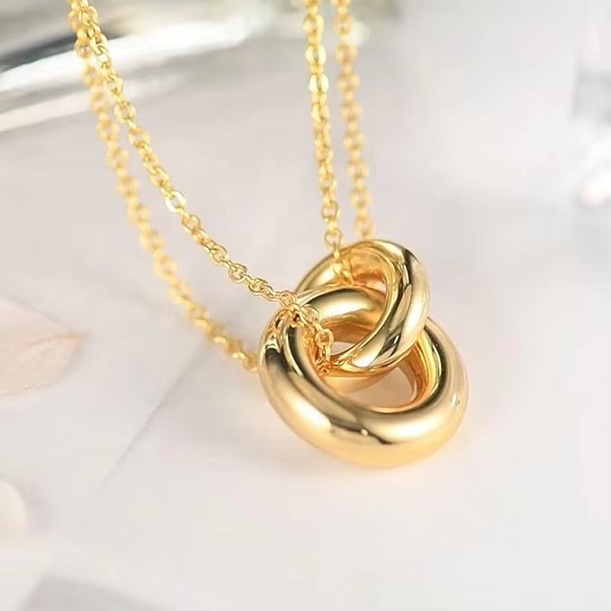 Exquisito collar redondo de oro de 14 caratos 925 plata esterlina para mujeres