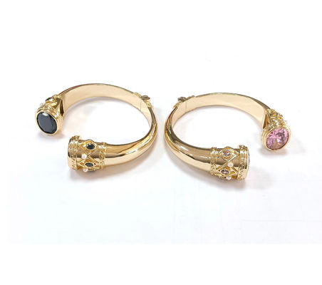 Revestimiento de latón Brazalete Brazaletes manguito Joyería Granate Piedras de plata Joyería Brillo CZ