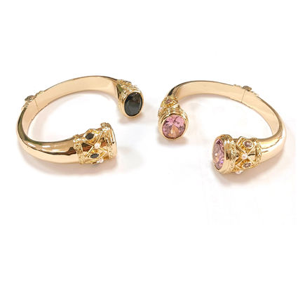 Revestimiento de latón Brazalete Brazaletes manguito Joyería Granate Piedras de plata Joyería Brillo CZ
