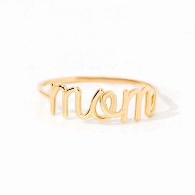 Acero inoxidable 18K Oro Mamá Anillo de apilamiento para mujeres Joyas finas