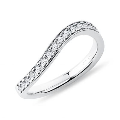 925 Plata Esterlina Oro Blanco Diamante CZ Anillo de onda para mujeres Joyería fina OEM / ODM