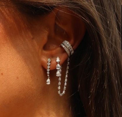 Gold Plated Oval Cut Cubic Zircon Brass Fashion Earrings for Women Versatile and Chic