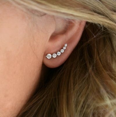 Aretes blancos cúbicos de zircón 925 de plata esterlina, de punta de oro rosa, hechos a mano