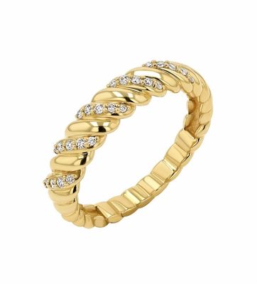 Twist clásico hecho a mano Anillo femenino de plata esterlina 925 Joyería Revestida con oro 18K