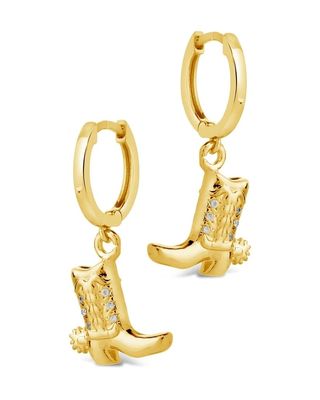 Botas de vaquero Micro delicado de latón de la gota de los aretes Blanco CZ Piedra de latón Dangle los aretes