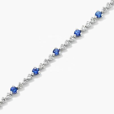 Brazalete de tenis de circo blanco rubí de corte redondo de plata esterlina Brazalete de tenis